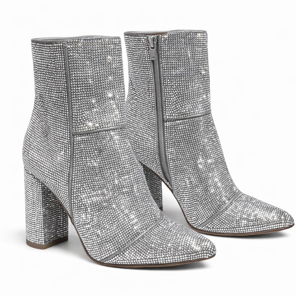 NWOT Steve Madden Rhinestone Ankle Booties – Size 8 – Sparkly Block Heel Boots